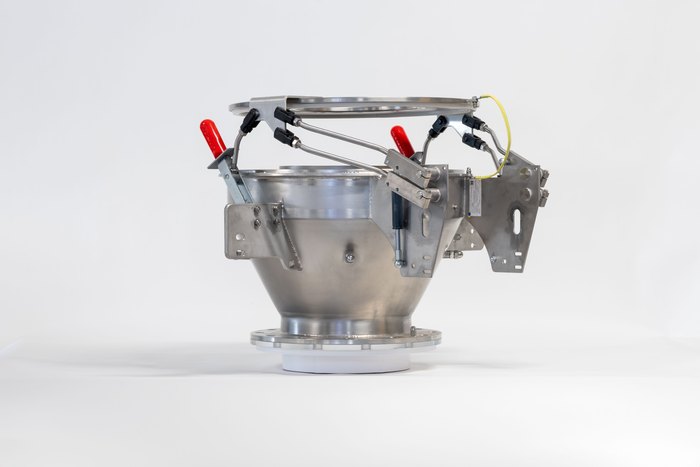 Bulk bag unloader connection station