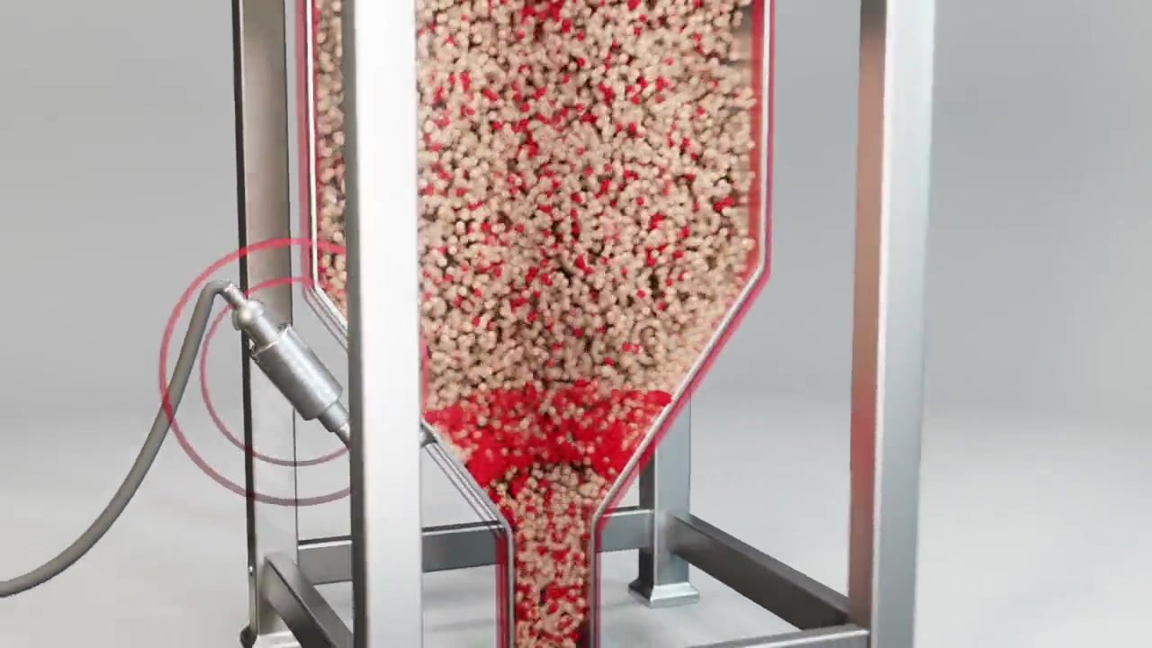 Artech Flowsonic ultrasonic system keeping powder flowing through a hopper cone