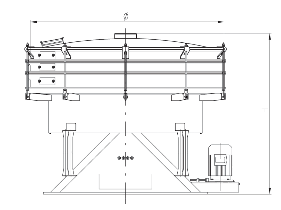 GKM KTS tumbler screener dimensional drawing: diameter and height